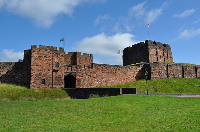 Carlisle Castle on a sunny day. The end of the Cumbria Way route. There are plenty of hotels and B&Bs to choose from.