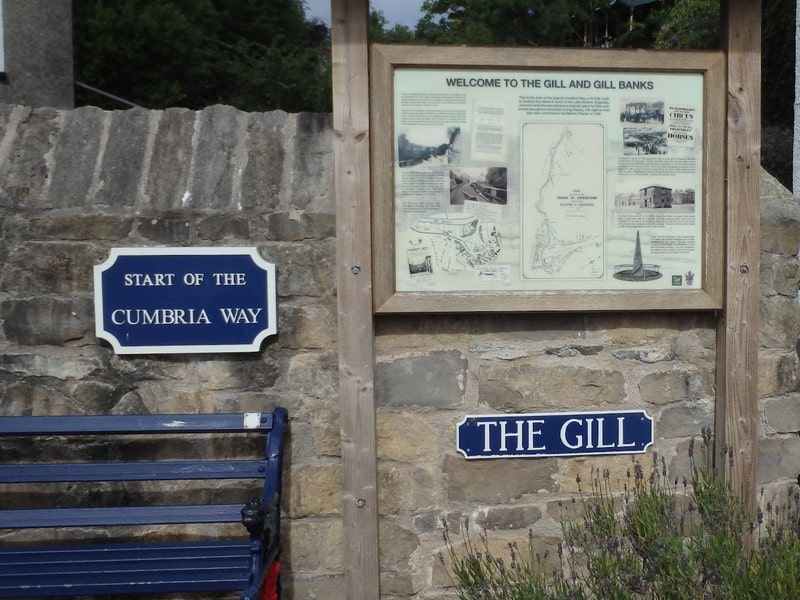 Ulverston - the start of the Cumbria Way, at The Gill